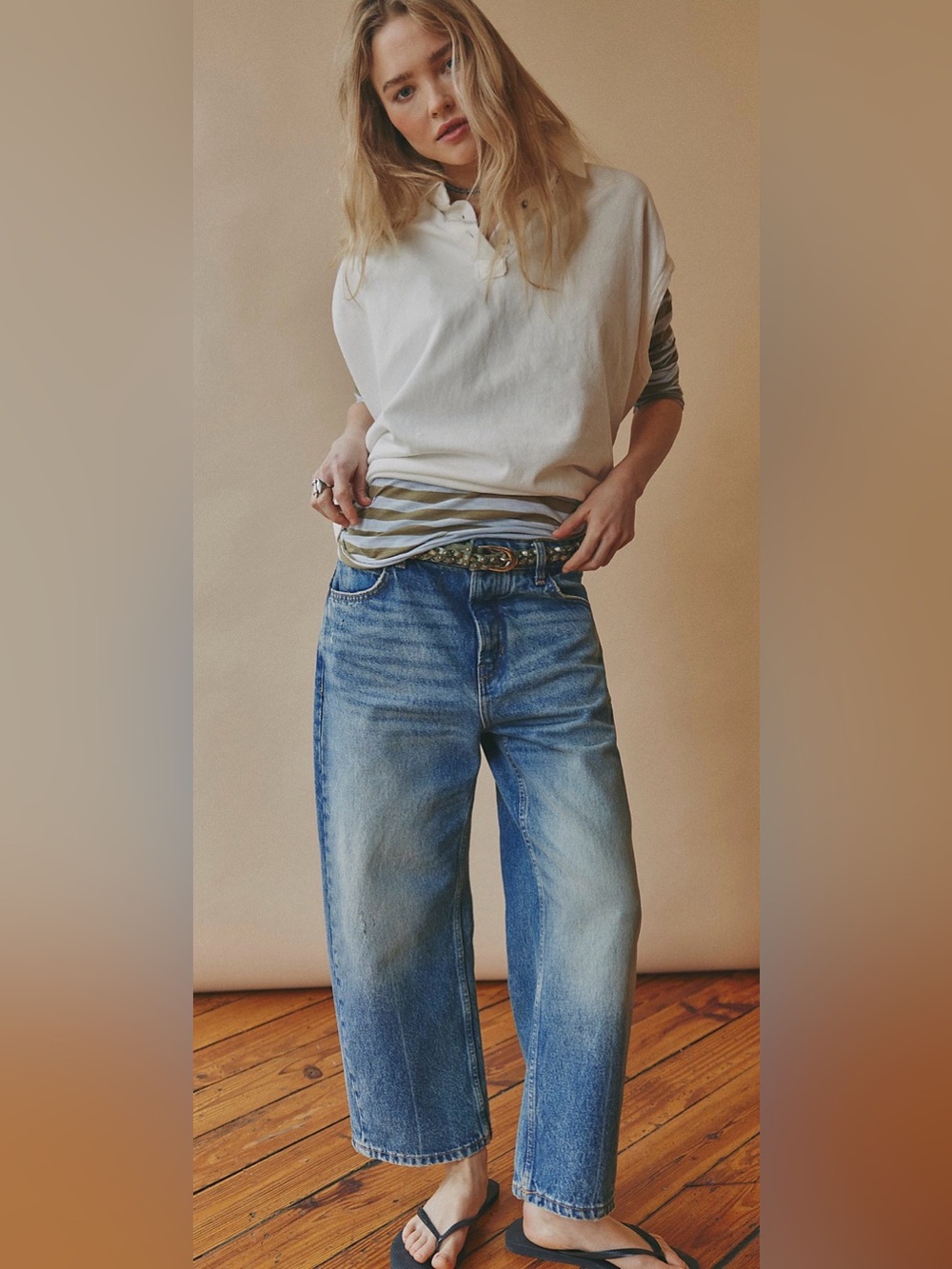 We the Free People 31 Mid Rise Dropped Boyfriend Blue Deep Trance Jeans NWT $98